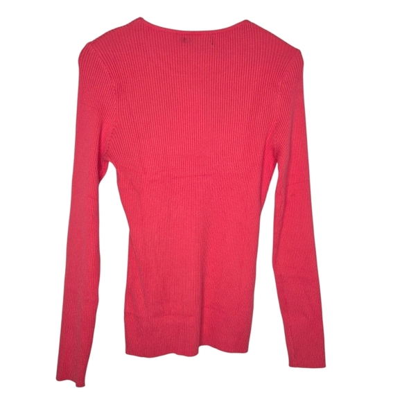 Zesica Womens Watermelon Pink Ribbed Fitted Base Layer Long Sleeve Top Size XXL - Picture 2 of 7